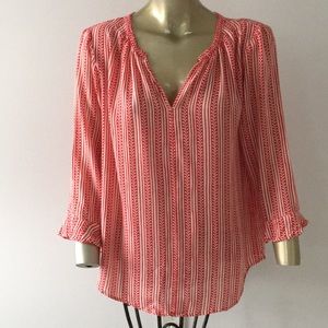 Velvet red & white blouse M